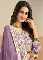Purple Faux Georgette  Embroidery Work Occasional Wear Anarkali Suit SW271940