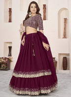 Purple Georgette Sequins Work Wedding Wear Lehenga Choli SW147307