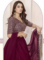 Purple Georgette Sequins Work Wedding Wear Lehenga Choli SW147307