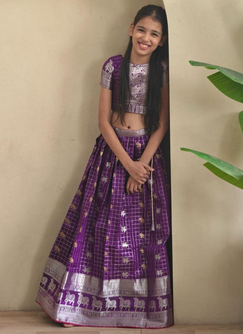 Soft Silk Purple Festival Wear Printed Work Readymade Lehenga Choli