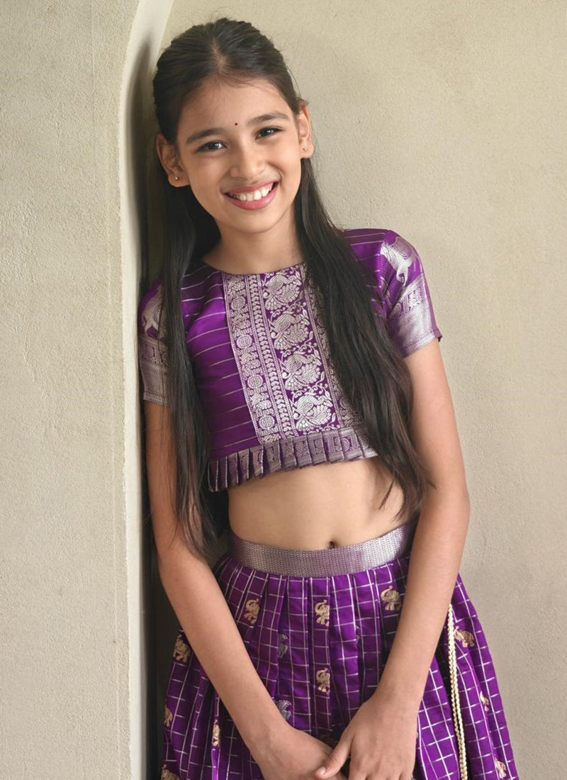 Soft Silk Purple Festival Wear Printed Work Readymade Lehenga Choli