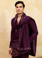 Purple Vichitra Silk Embroidery Work Occasional Wear Readymade Kurta With Dupatta SW478226