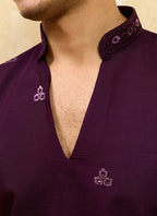 Purple Vichitra Silk Embroidery Work Occasional Wear Readymade Kurta With Dupatta SW478226