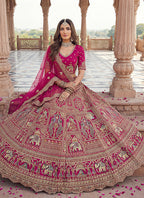 Rani Pink Gadhwal Silk Embroidery Work Wedding Wear Lehenga Choli SW746994