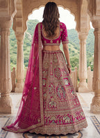 Rani Pink Gadhwal Silk Embroidery Work Wedding Wear Lehenga Choli SW746994