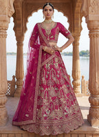 Rani Pink Silk Embroidery Work Wedding Wear Lehenga Choli SW920994