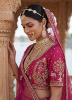 Rani Pink Silk Embroidery Work Wedding Wear Lehenga Choli SW920994