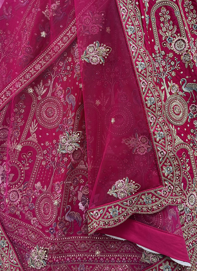 Rani Pink Silk Embroidery Work Wedding Wear Lehenga Choli SW920994