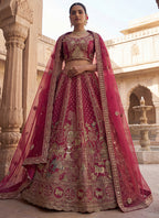 Rani Pink Silk Embroidery Work Wedding Wear Lehenga Choli SW237896