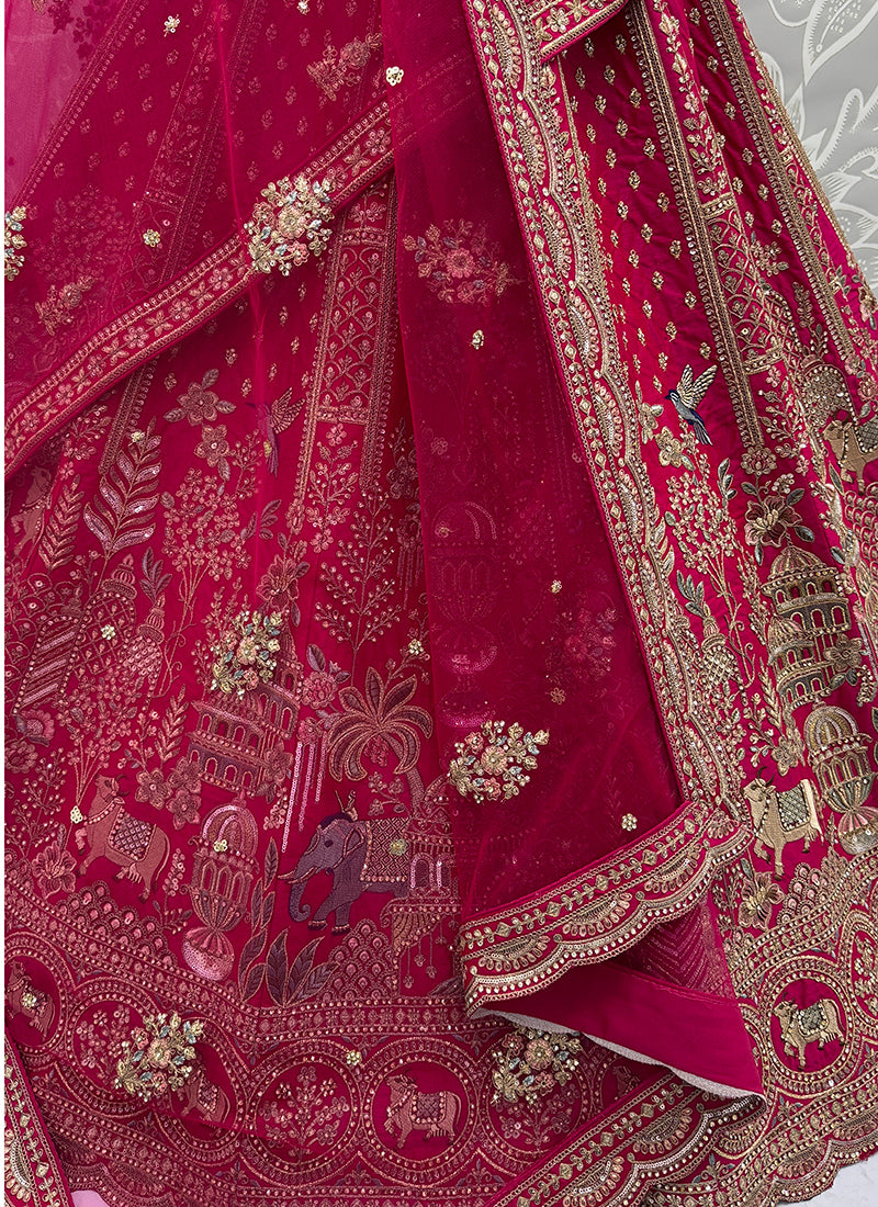 Rani Pink Silk Embroidery Work Wedding Wear Lehenga Choli SW237896