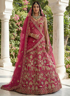 Rani Pink Silk Embroidery Work Wedding Wear Lehenga Choli SW663350