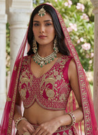 Rani Pink Silk Embroidery Work Wedding Wear Lehenga Choli SW663350