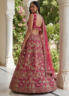 Rani Pink Silk Embroidery Work Wedding Wear Lehenga Choli SW663350
