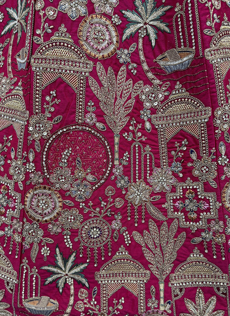 Rani Pink Silk Embroidery Work Wedding Wear Lehenga Choli SW663350