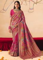 Rani Pink Silk Sequins Work  Wedding Wear Saree SW207233
