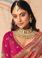 Rani Pink Silk Sequins Work  Wedding Wear Saree SW207233