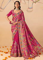 Rani Pink Silk Sequins Work  Wedding Wear Saree SW167987