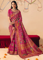 Rani Pink Silk Sequins Work  Wedding Wear Saree SW759969