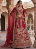 Red  Silk Embroidery Work Wedding Wear Lehenga Choli SW230973