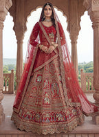 Red Gadhwal Silk Embroidery Work Wedding Wear Lehenga Choli SW144776