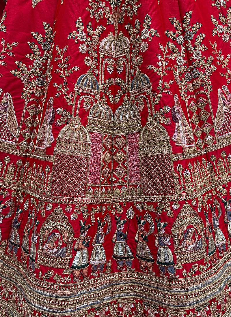 Red Silk Embroidery Work Wedding Wear Lehenga Choli SW125995