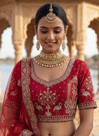 Red Silk Embroidery Work Wedding Wear Lehenga Choli SW391519