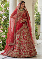 Red Silk Embroidery Work Wedding Wear Lehenga Choli SW703989