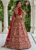 Red Silk Embroidery Work Wedding Wear Lehenga Choli SW703989