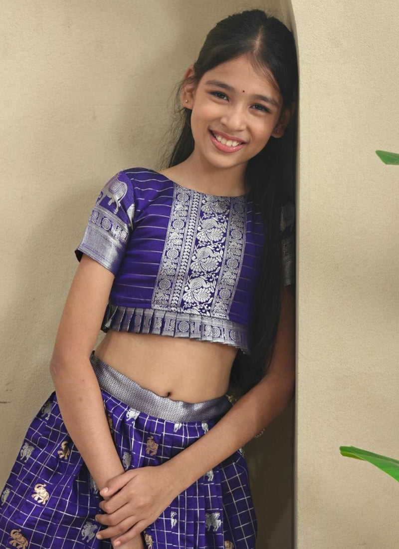 Soft Silk Royal Blue Festival Wear Printed Work Readymade Lehenga Choli