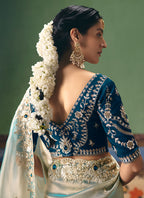 Sky Blue Fancy Embroidery Work Wedding Wear Saree SW341665