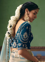 Sky Blue Fancy Embroidery Work Wedding Wear Saree SW341665