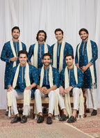 Teal Blue Art Silk Patten Pcs Occasional Wear Readymade Kurta Pajama With Stole SW195722