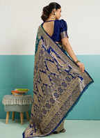 Teal Green Banarasi Silk Weaving Work Occasional Wear Saree SW504079