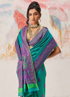 Teal Green Kanjivaram Silk Weaving Work Festival Wear Saree SW339949