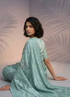 Turquoise  Rasberry Silk Thread Work Festival Wear Saree SW772906