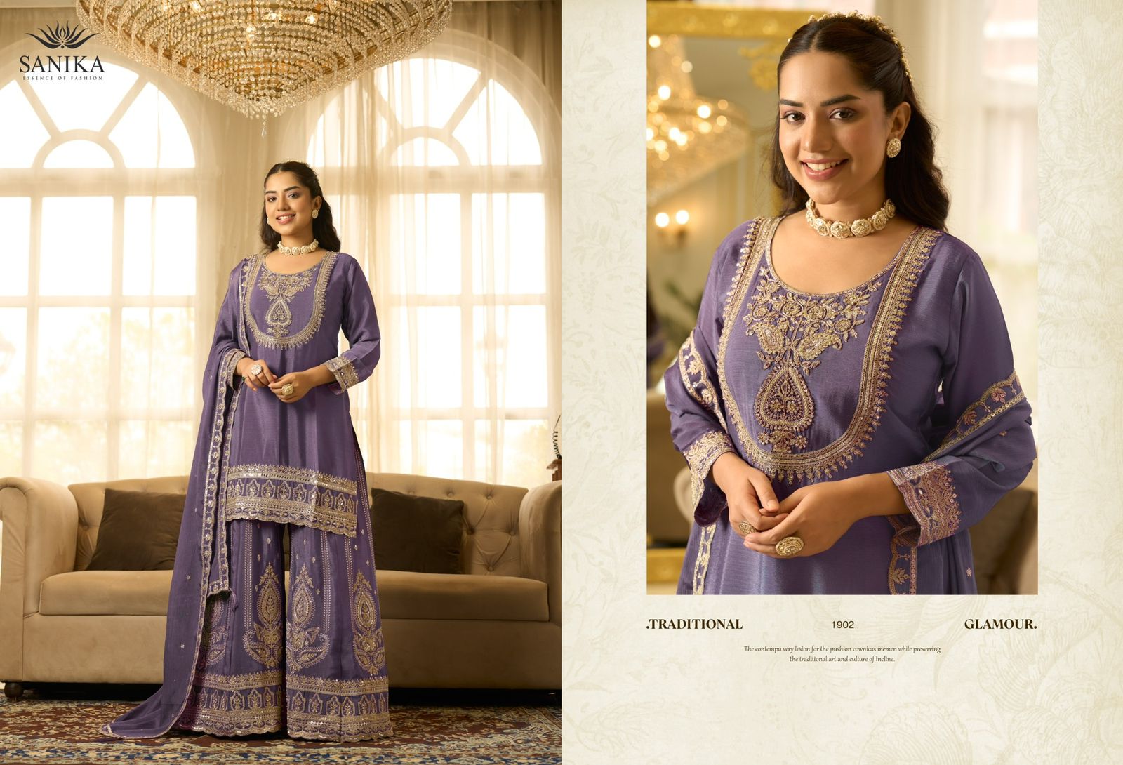 ANMOL Chinon Silk Mirror With Embroidery Festival Wear Salwar Suit 4 Piece Catalogue