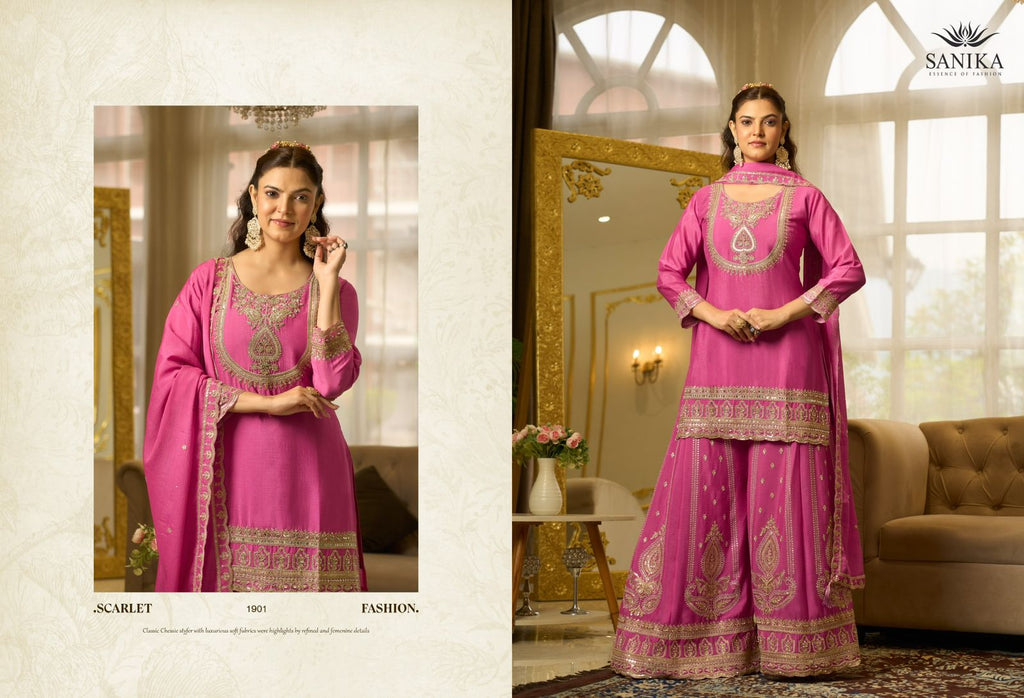 ANMOL Chinon Silk Mirror With Embroidery Festival Wear Salwar Suit 4 Piece Catalogue