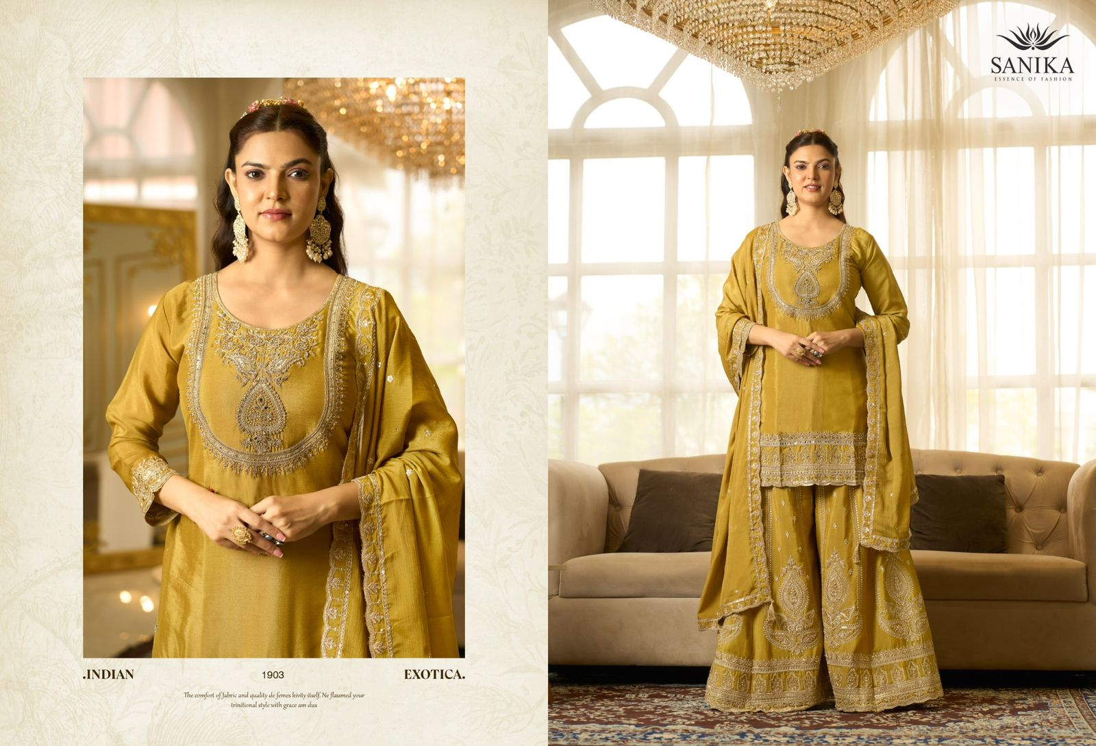 ANMOL Chinon Silk Mirror With Embroidery Festival Wear Salwar Suit 4 Piece Catalogue