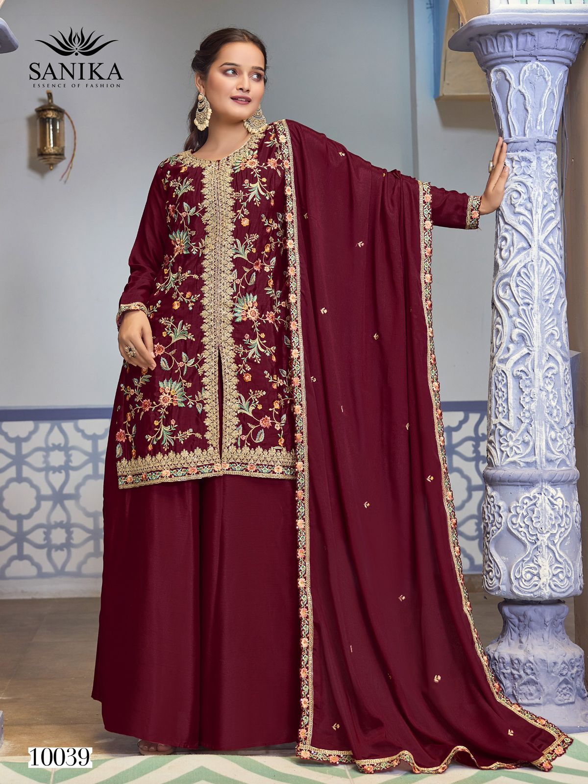 JIYA  Premimun Chinon Silk With Embroidery Hand Work Eid Festival Wear Unstitched 6 Piece Catalogue