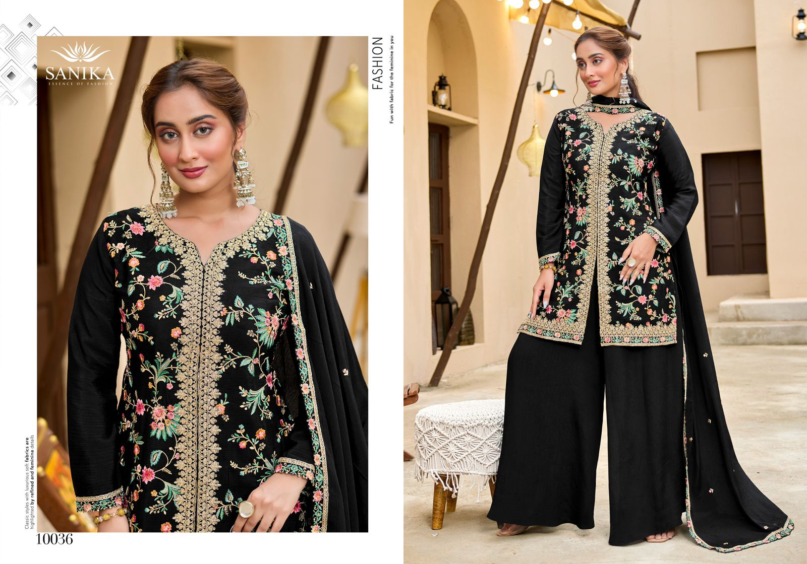 JIYA  Premimun Chinon Silk With Embroidery Hand Work Eid Festival Wear Unstitched 6 Piece Catalogue