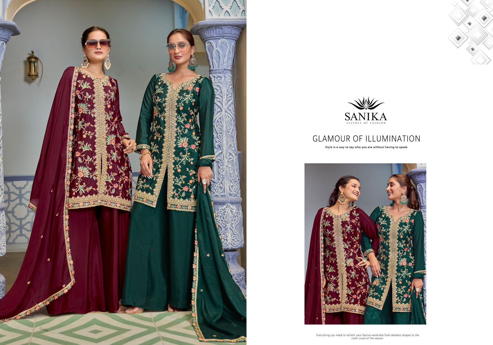 JIYA  Premimun Chinon Silk With Embroidery Hand Work Eid Festival Wear Unstitched 6 Piece Catalogue