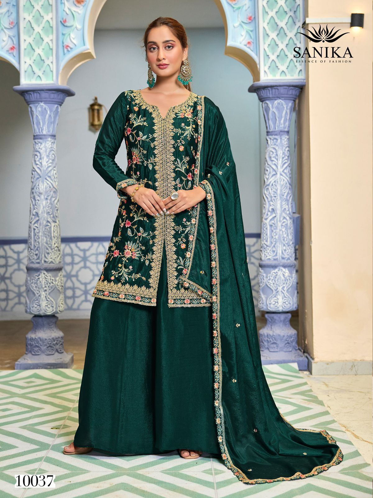 JIYA  Premimun Chinon Silk With Embroidery Hand Work Eid Festival Wear Unstitched 6 Piece Catalogue