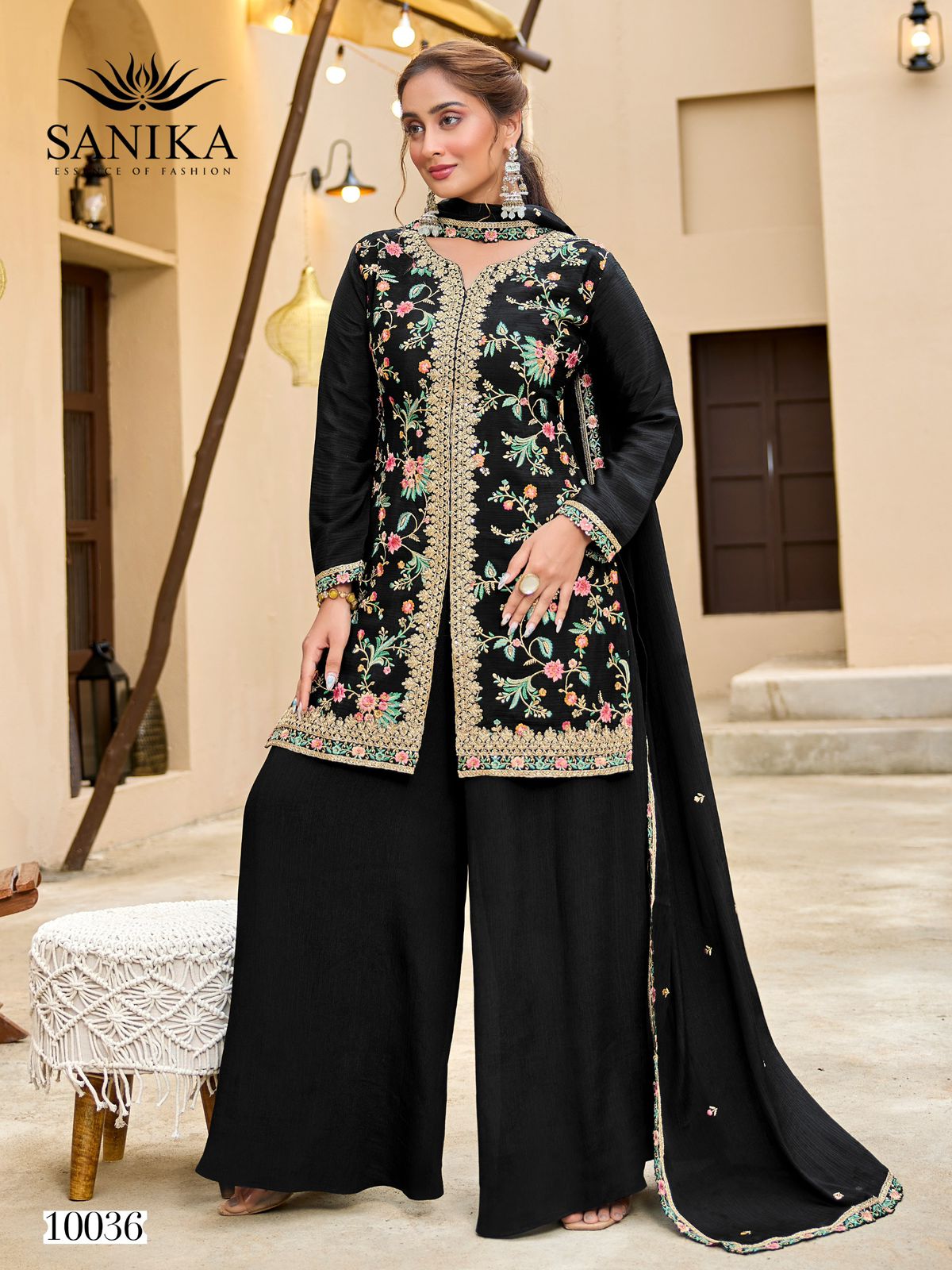 JIYA  Premimun Chinon Silk With Embroidery Hand Work Eid Festival Wear Unstitched 6 Piece Catalogue