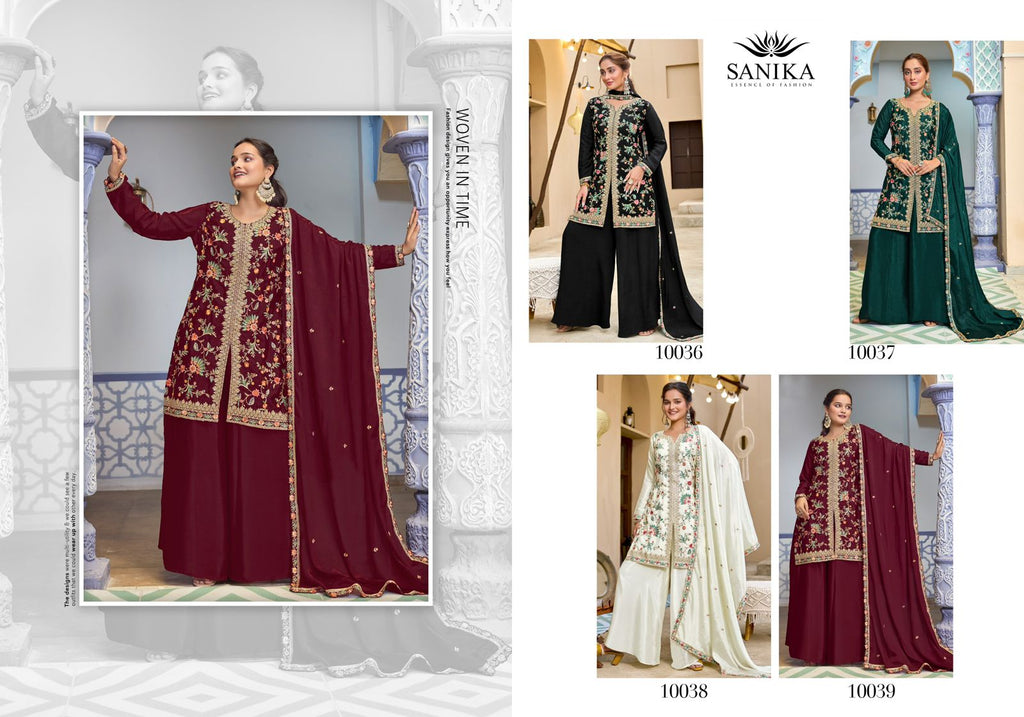 JIYA  Premimun Chinon Silk With Embroidery Hand Work Eid Festival Wear Unstitched 6 Piece Catalogue