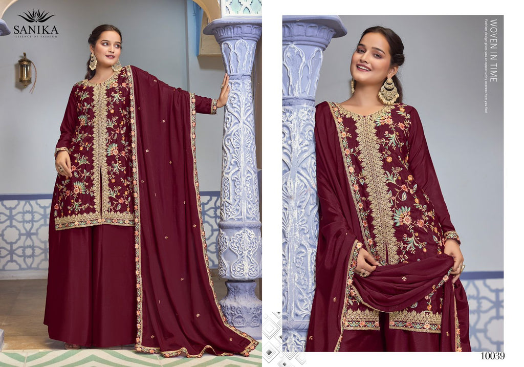JIYA  Premimun Chinon Silk With Embroidery Hand Work Eid Festival Wear Unstitched 6 Piece Catalogue
