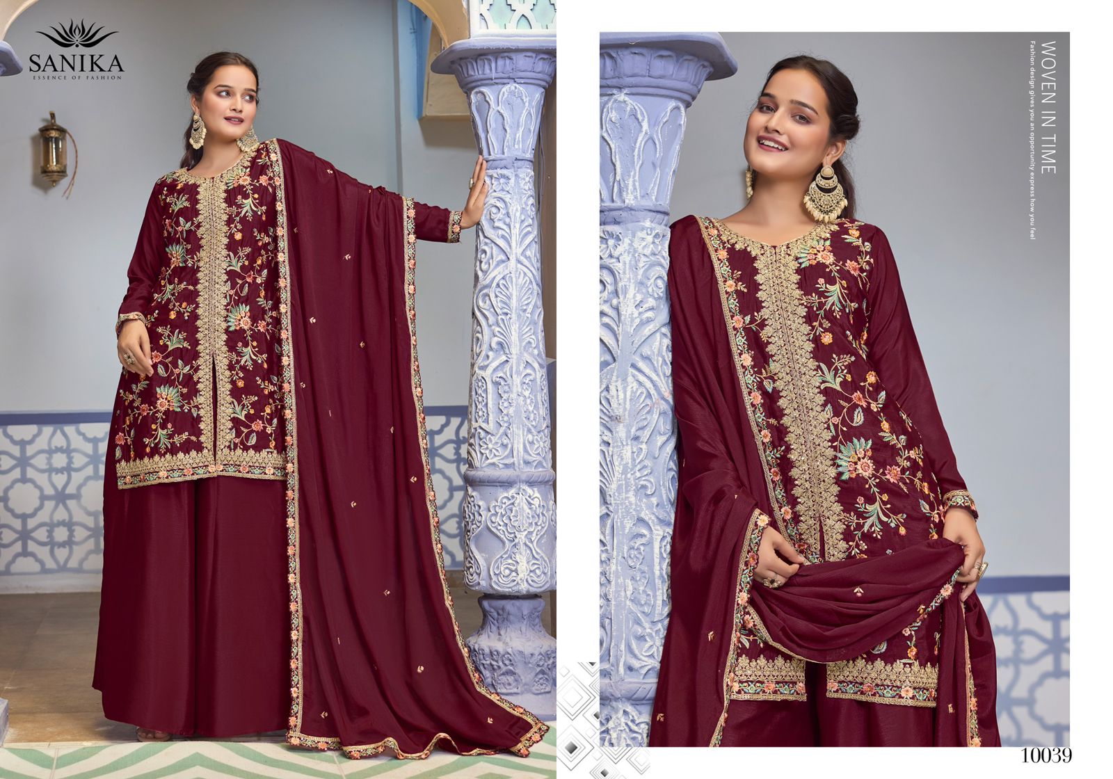 JIYA  Premimun Chinon Silk With Embroidery Hand Work Eid Festival Wear Unstitched 6 Piece Catalogue