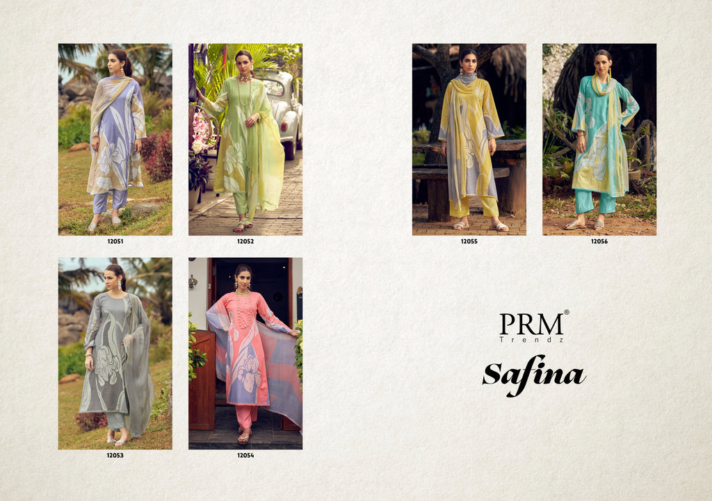 SAFINA Lawn  Cotton With DIgital Printed Festival Wear Unstitched Salwar Suit 6 Piece Cataloge