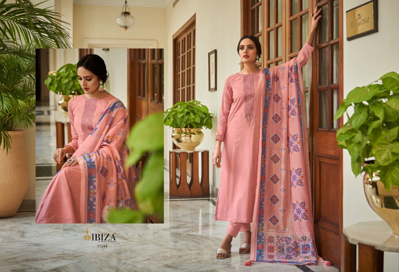 IBIZA CAMRIC COTTON Festival Wear Embroidery Work Unstitched Salwar Suit 8 piece Cataloge