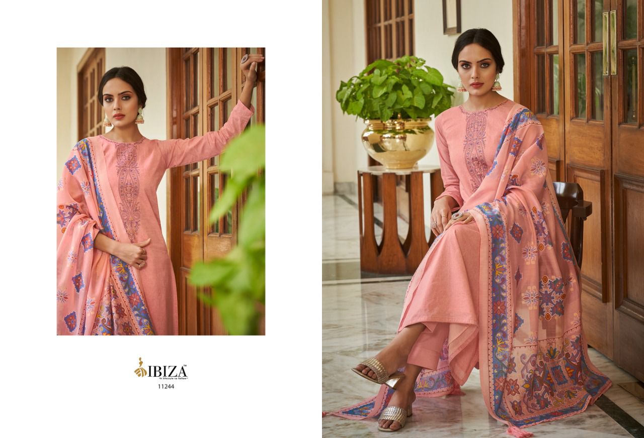 IBIZA CAMRIC COTTON Festival Wear Embroidery Work Unstitched Salwar Suit 8 piece Cataloge