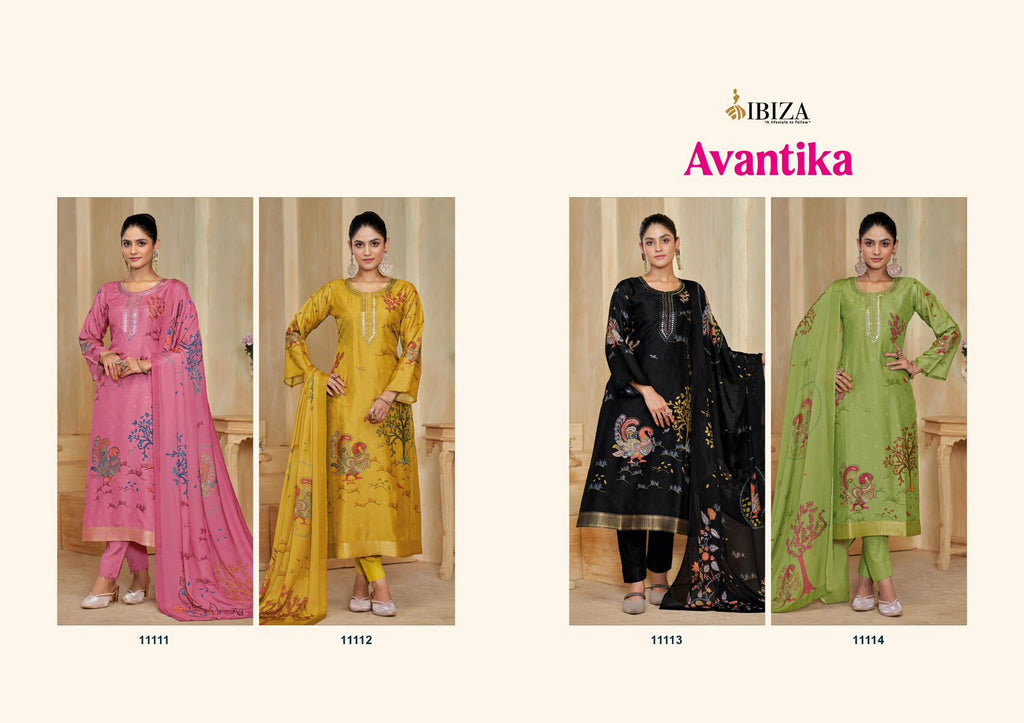 AVANTIKA Pure Silk Digital Print Work Casual Wear Salwar Suit 4 Pieces Catalog